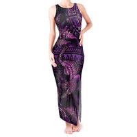Aotearoa New Zealand Crocodile Tank Maxi Dress Silver Fern Maori Pattern
