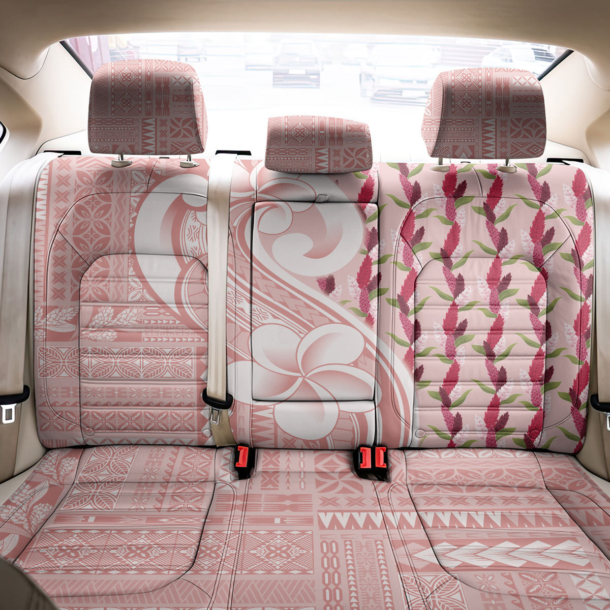 Samoa Teuila Back Car Seat Cover Pink Samoan Siapo Motifs