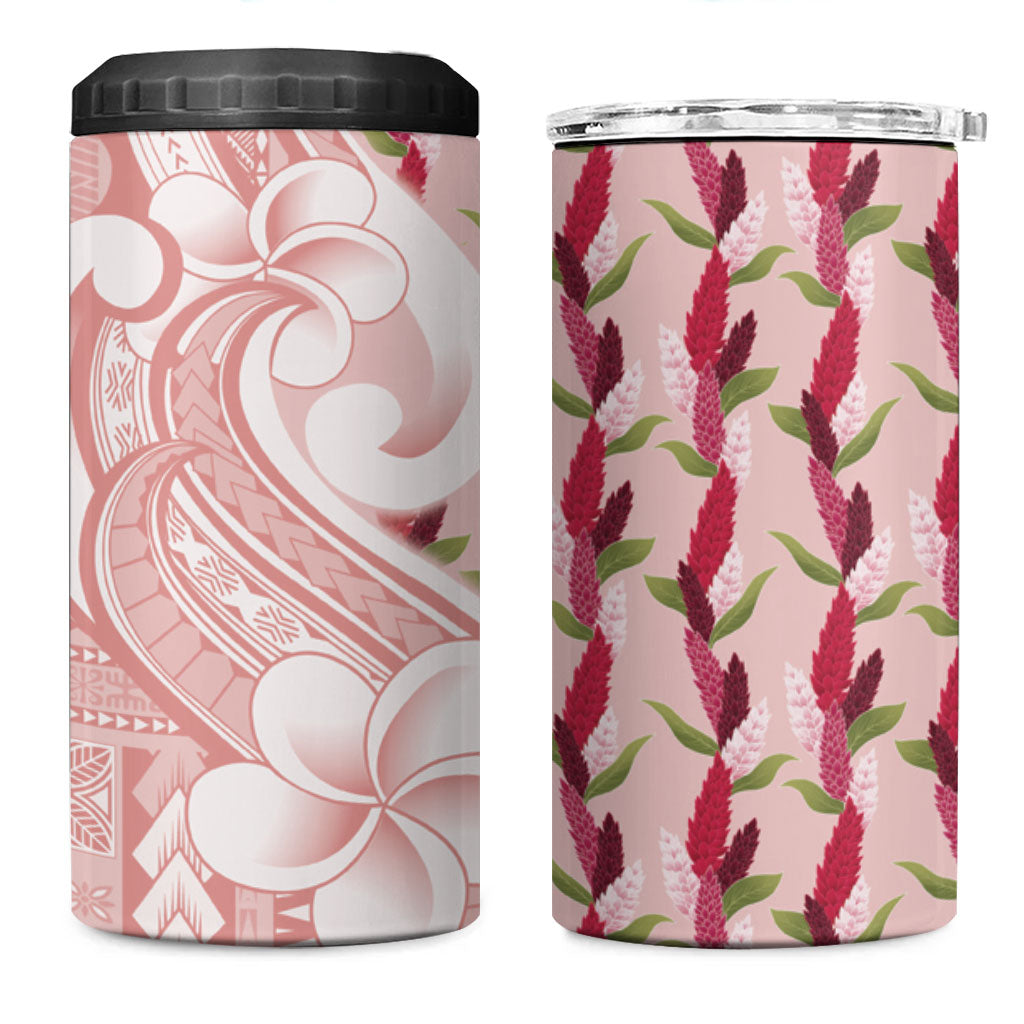 Samoa Teuila 4 in 1 Can Cooler Tumbler Pink Samoan Siapo Motifs LT05 One Size: 16 oz Pink - Polynesian Pride