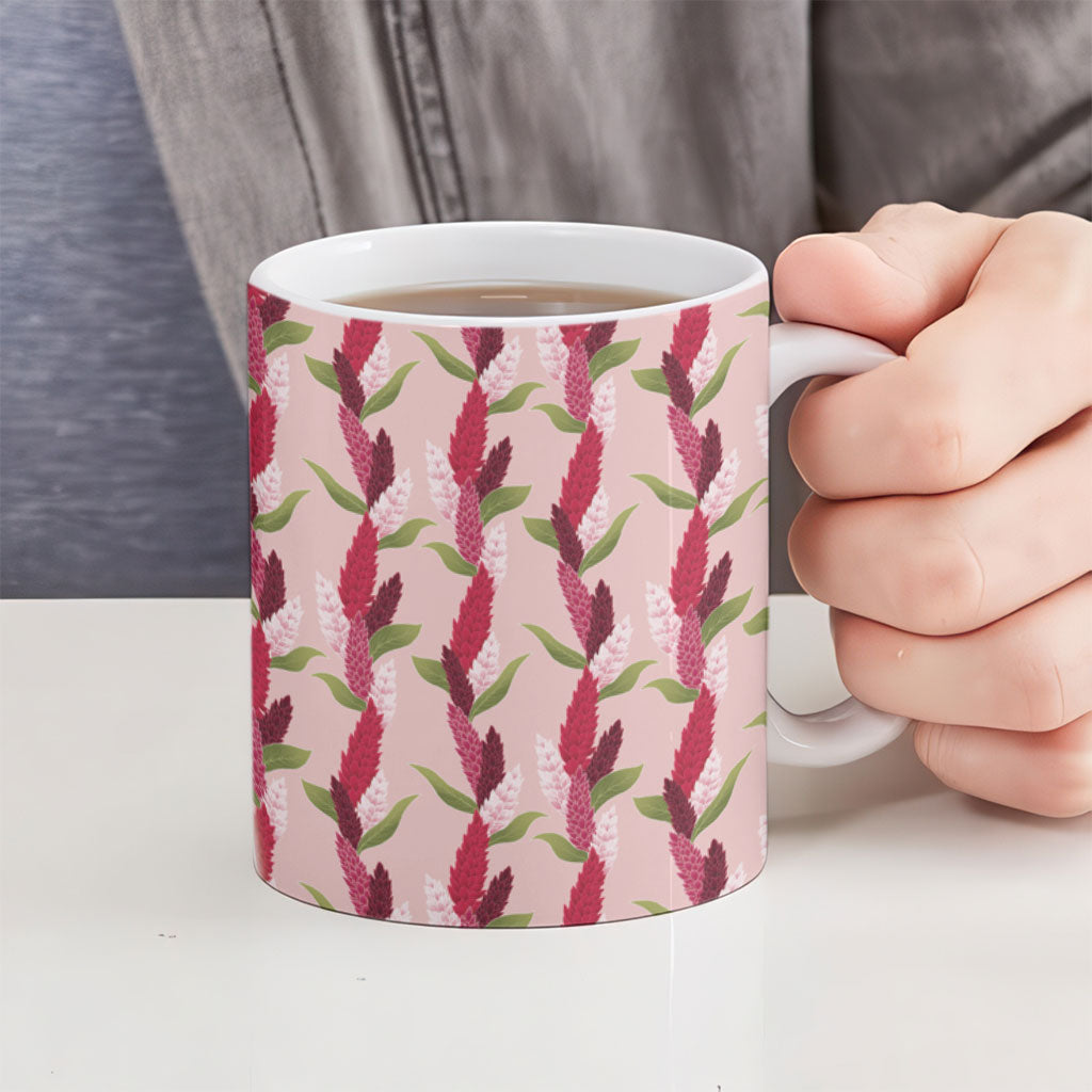 Samoa Teuila Ceramic Mug Pink Samoan Siapo Motifs