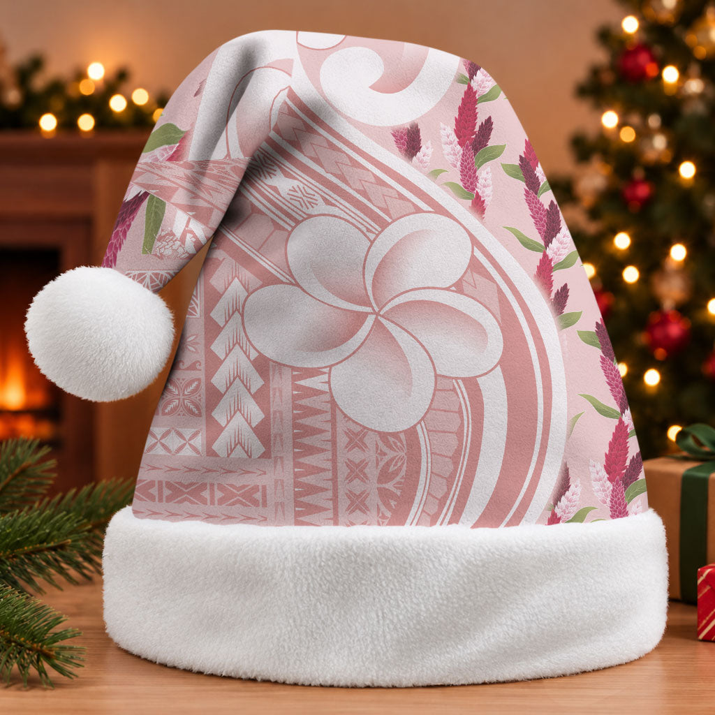Samoa Teuila Christmas Santa Hat Pink Samoan Siapo Motifs LT05 Without Fur Pink - Polynesian Pride