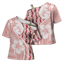 Samoa Teuila Cross Shoulder Shirt Pink Samoan Siapo Motifs