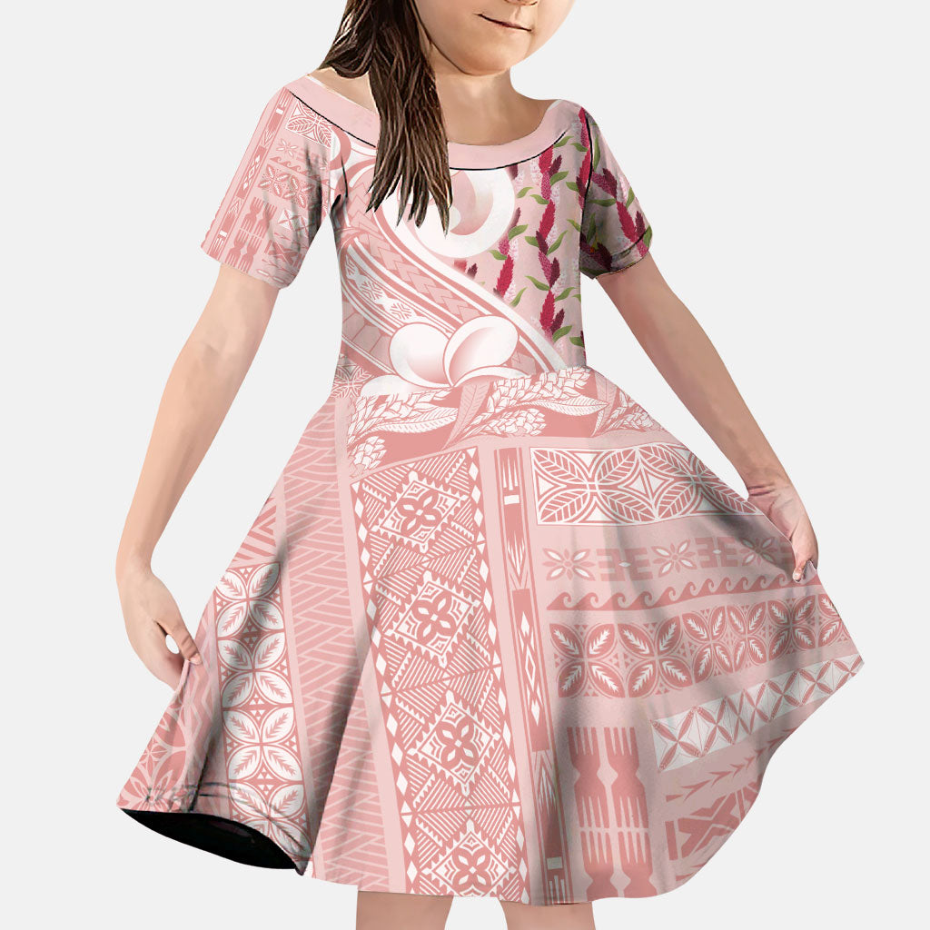 Samoa Teuila Family Matching Puletasi and Hawaiian Shirt Pink Samoan Siapo Motifs