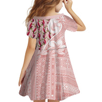 Samoa Teuila Family Matching Tank Maxi Dress and Hawaiian Shirt Pink Samoan Siapo Motifs
