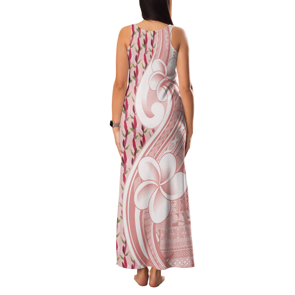 Samoa Teuila Family Matching Tank Maxi Dress and Hawaiian Shirt Pink Samoan Siapo Motifs