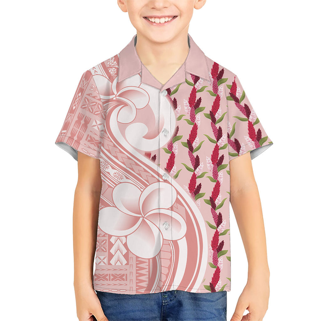Samoa Teuila Kid Hawaiian Shirt Pink Samoan Siapo Motifs LT05 Kid Pink - Polynesian Pride