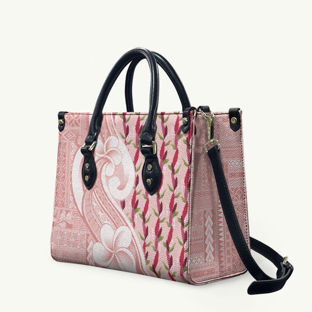 Samoa Teuila Leather Bag Pink Samoan Siapo Motifs