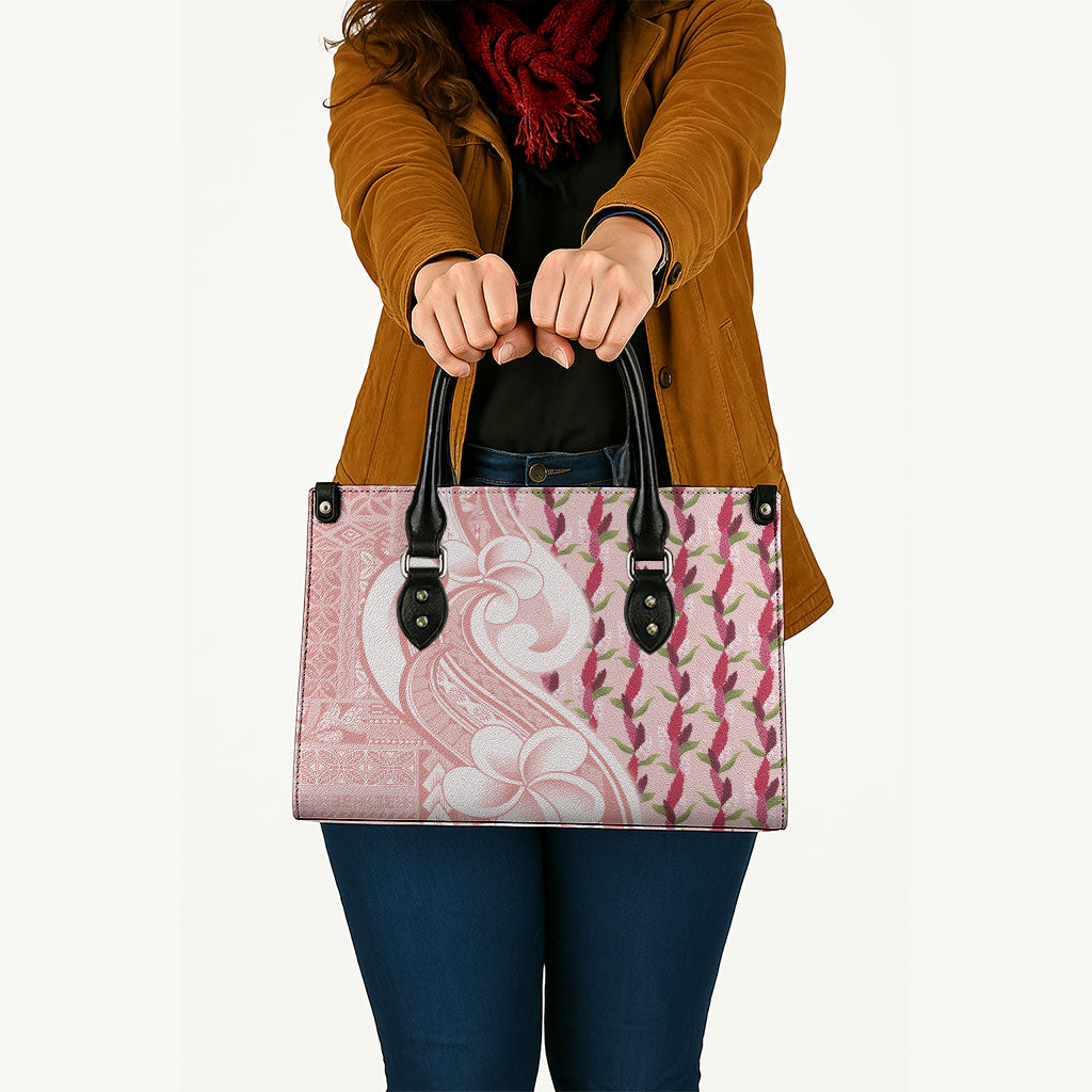 Samoa Teuila Leather Bag Pink Samoan Siapo Motifs