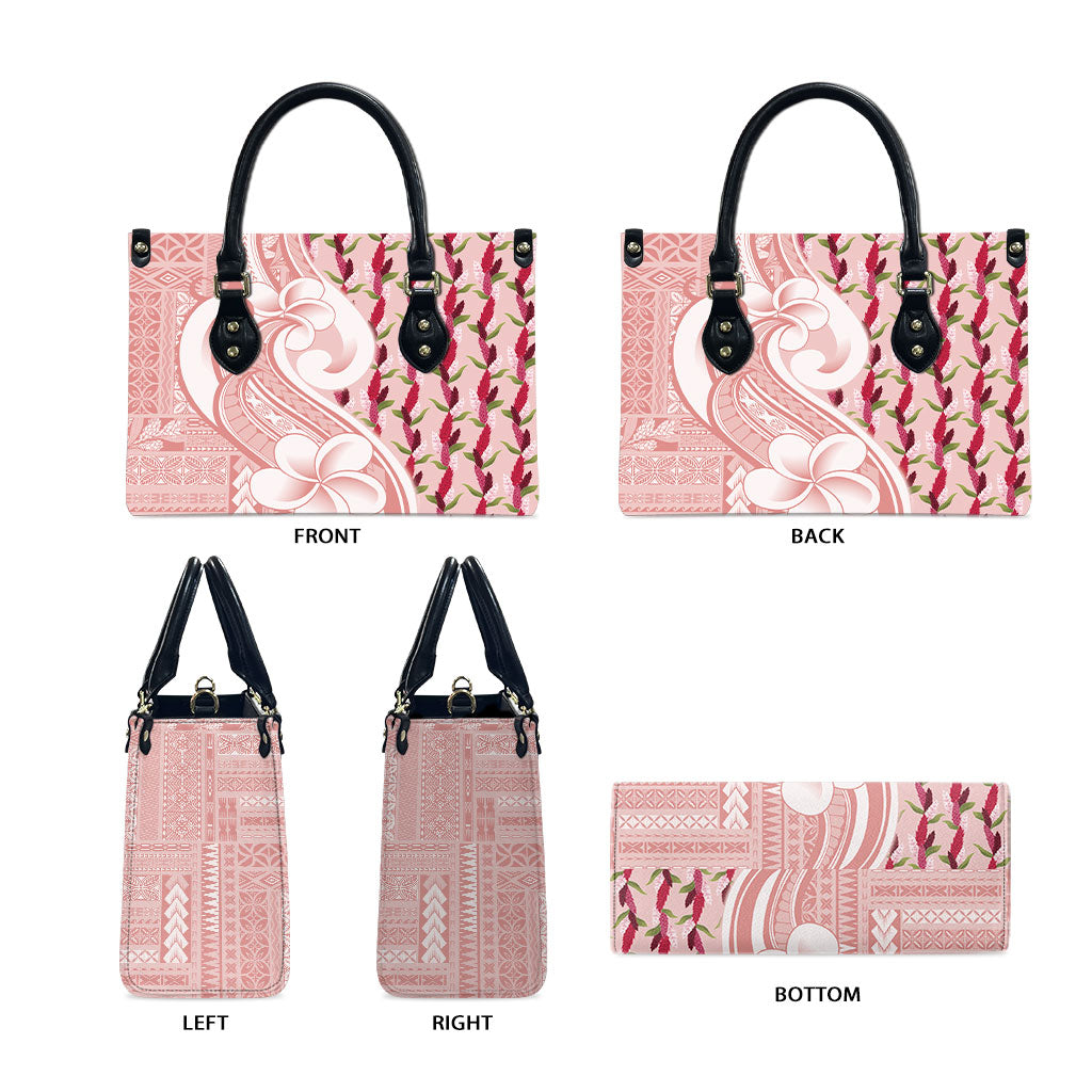 Samoa Teuila Leather Bag Pink Samoan Siapo Motifs