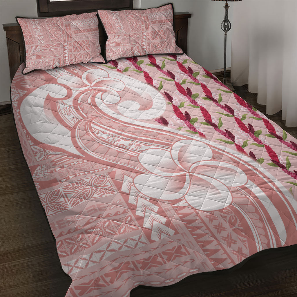 Samoa Teuila Quilt Bed Set Pink Samoan Siapo Motifs