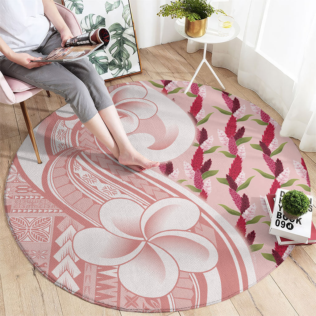 Samoa Teuila Round Carpet Pink Samoan Siapo Motifs