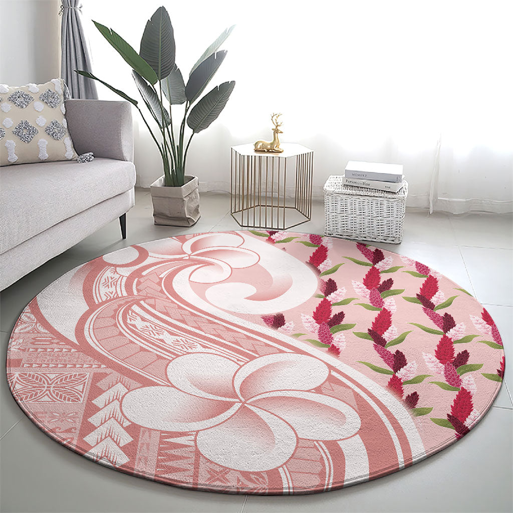 Samoa Teuila Round Carpet Pink Samoan Siapo Motifs