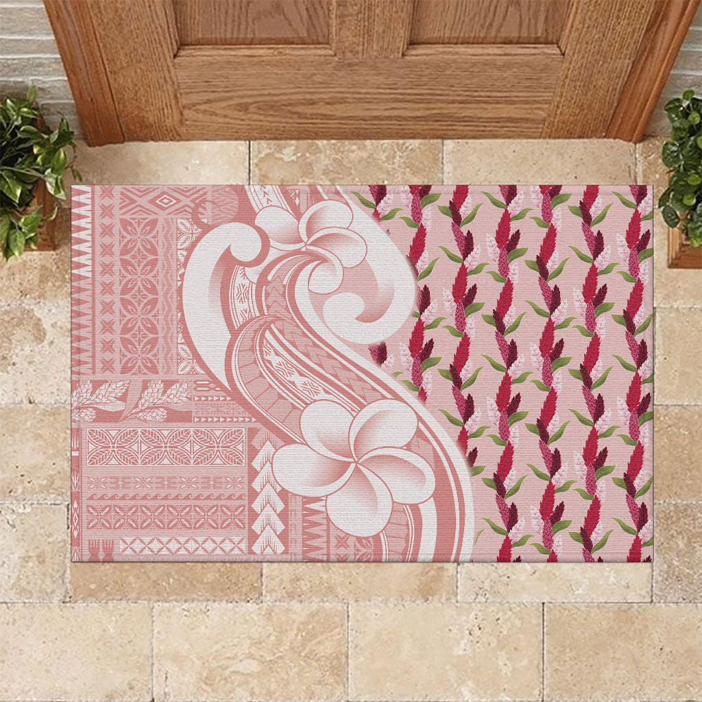Samoa Teuila Rubber Doormat Pink Samoan Siapo Motifs LT05 Pink - Polynesian Pride