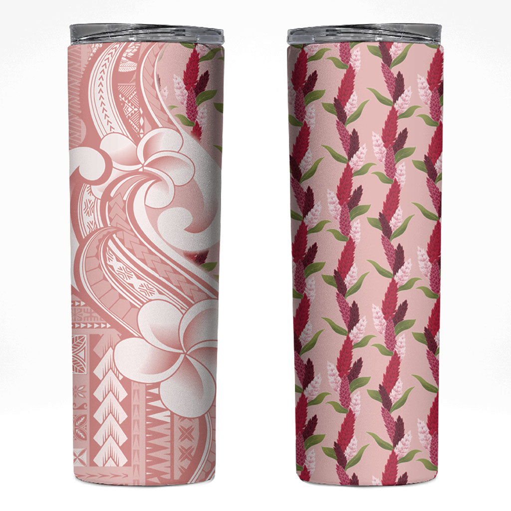 Samoa Teuila Skinny Tumbler Pink Samoan Siapo Motifs