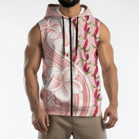 Samoa Teuila Sleeveless Zip Hoodie Pink Samoan Siapo Motifs
