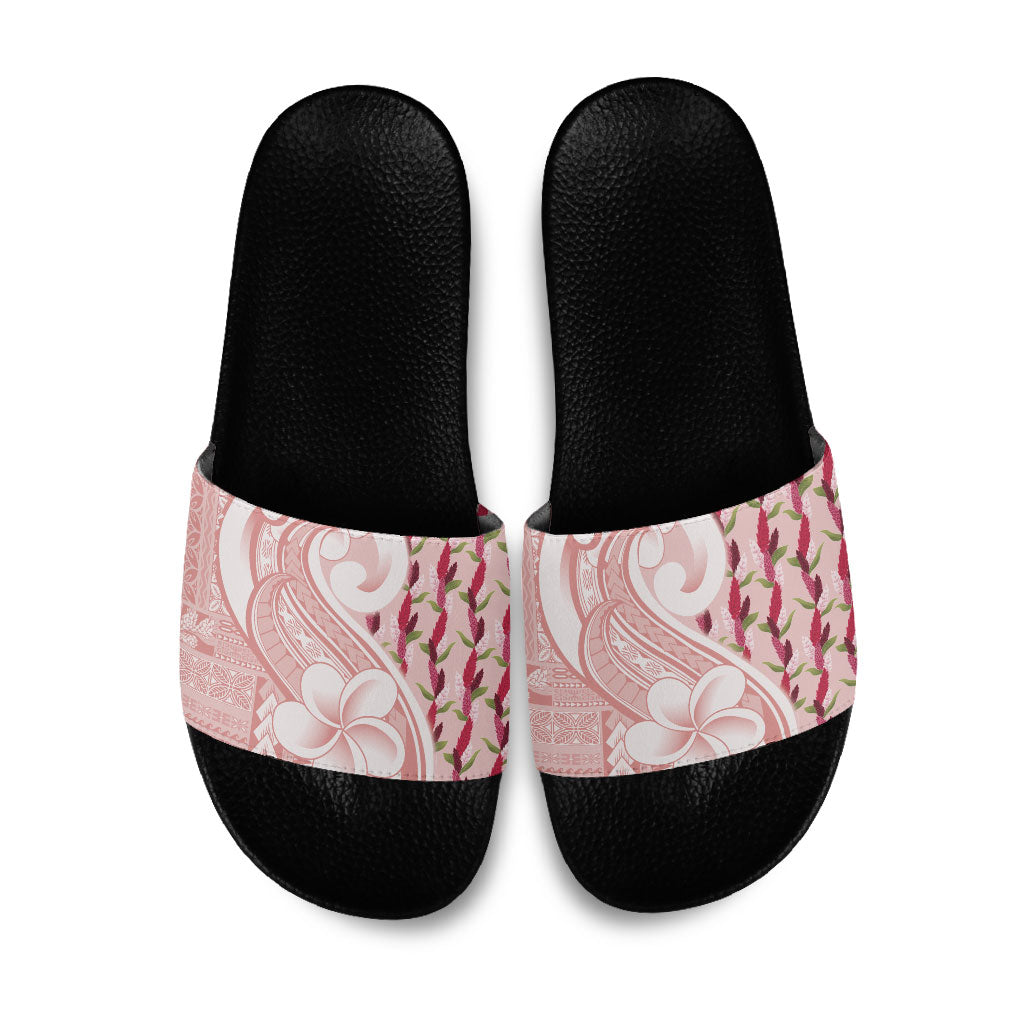 Samoa Teuila Slide Sandals Pink Samoan Siapo Motifs