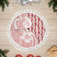 Samoa Teuila Tree Skirt Pink Samoan Siapo Motifs LT05 Fringed Pink - Polynesian Pride
