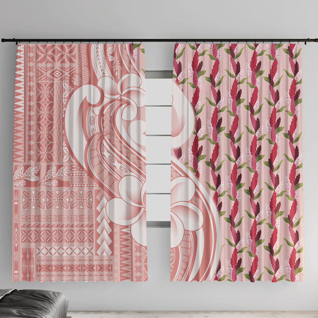 Samoa Teuila Window Curtain Pink Samoan Siapo Motifs LT05 With Hooks Pink - Polynesian Pride