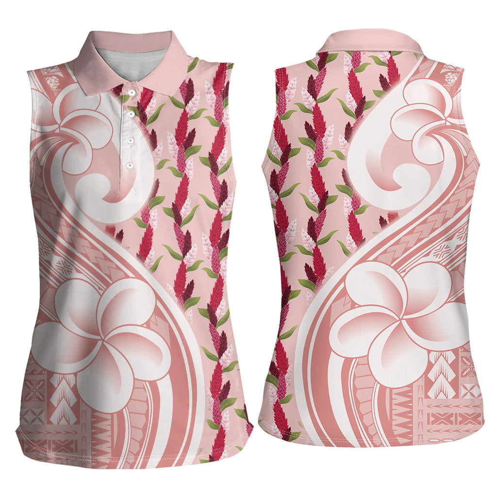 Samoa Teuila Women Sleeveless Polo Shirt Pink Samoan Siapo Motifs