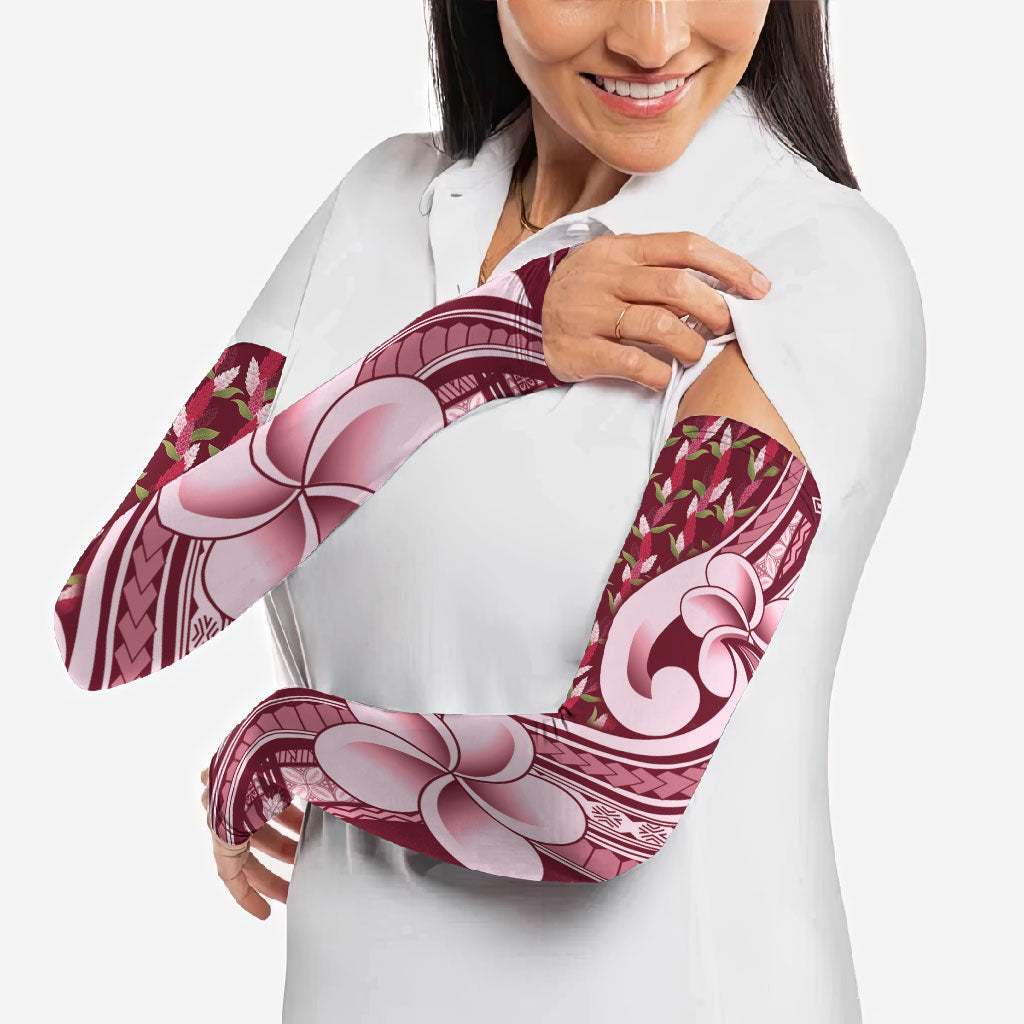 Samoa Teuila Arm Sleeves Maroon Samoan Siapo Motifs