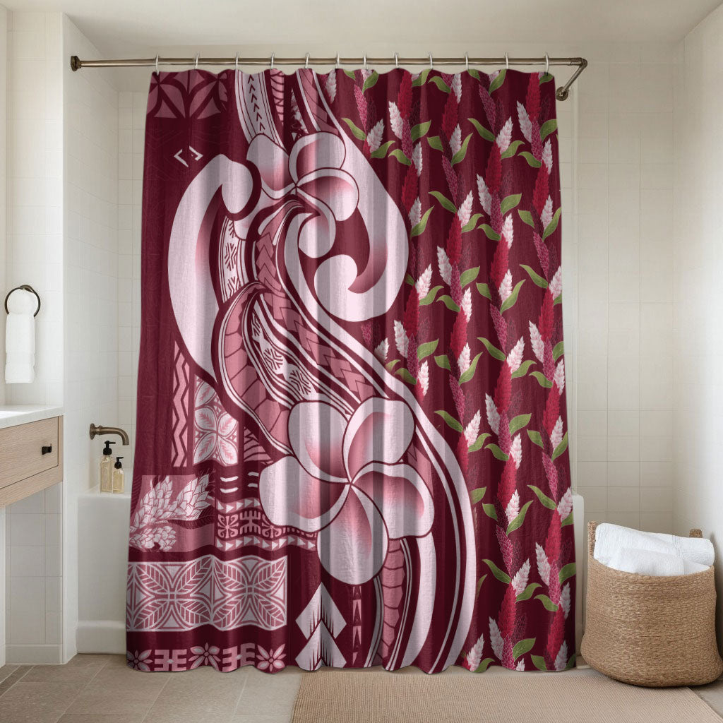 Samoa Teuila Bathroom Set Maroon Samoan Siapo Motifs