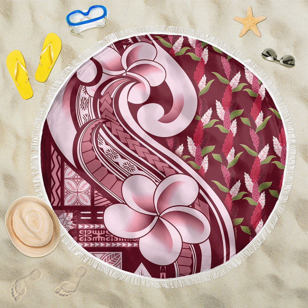 Samoa Teuila Beach Blanket Maroon Samoan Siapo Motifs