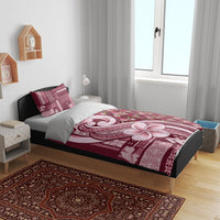 Samoa Teuila Bedding Set Maroon Samoan Siapo Motifs