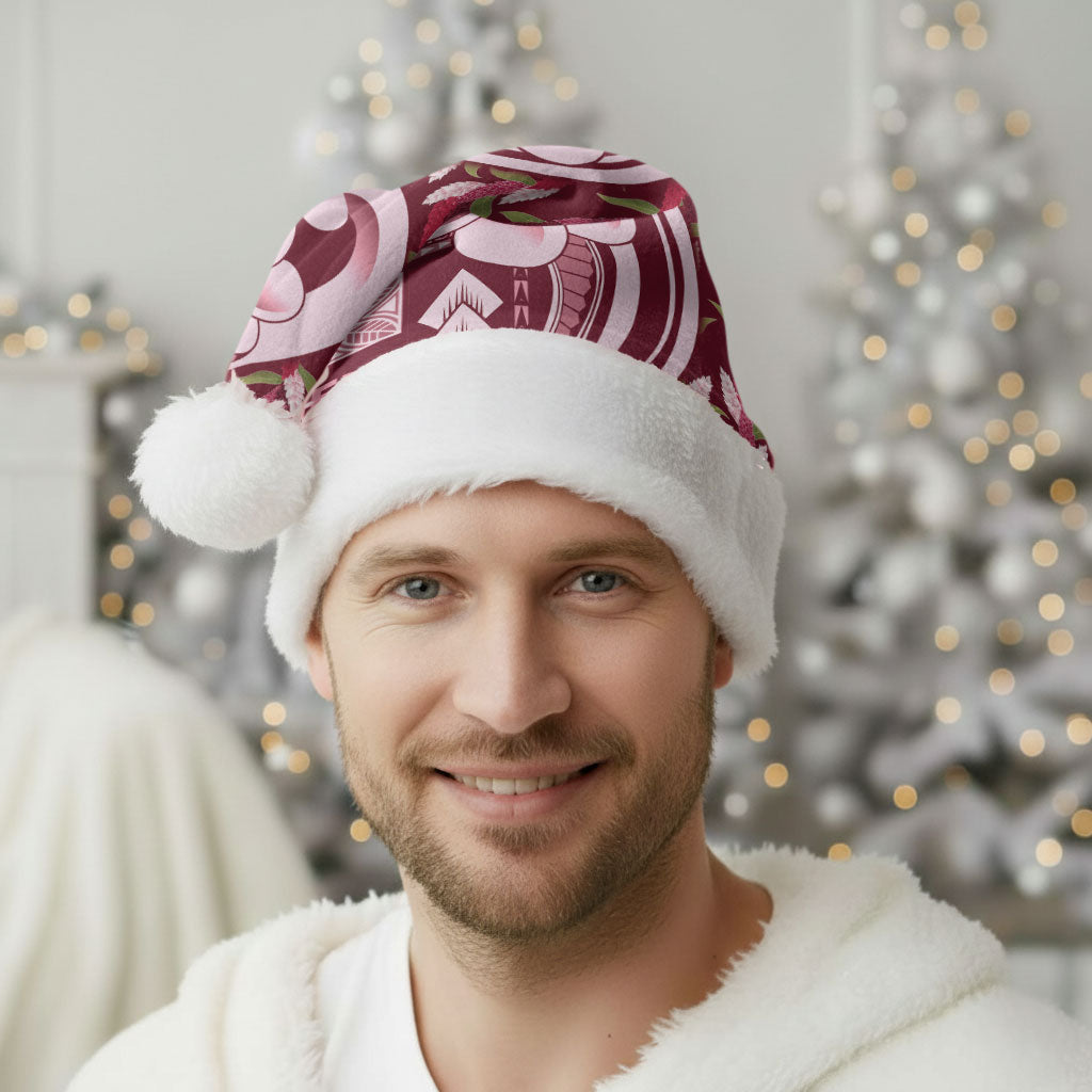 Samoa Teuila Christmas Santa Hat Maroon Samoan Siapo Motifs LT05 - Polynesian Pride