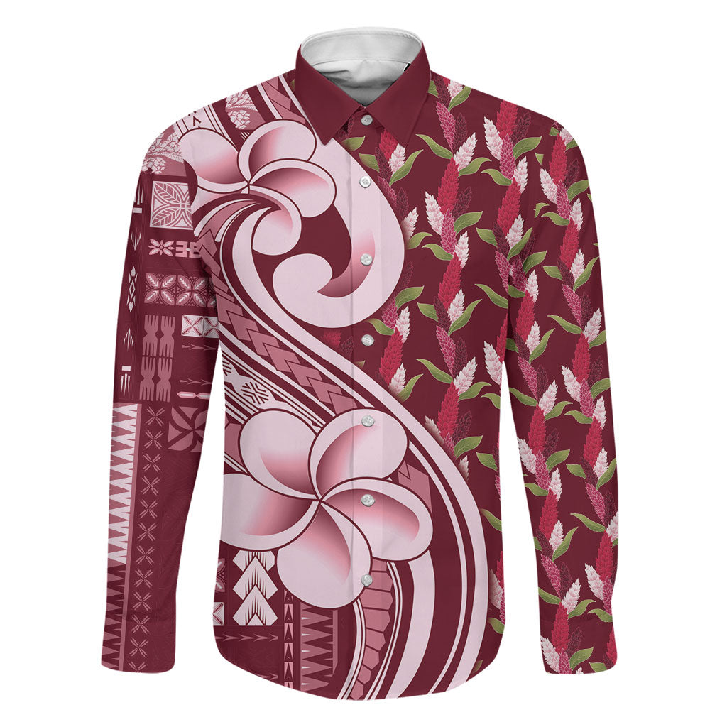 Samoa Teuila Family Matching Off Shoulder Maxi Dress and Hawaiian Shirt Maroon Samoan Siapo Motifs