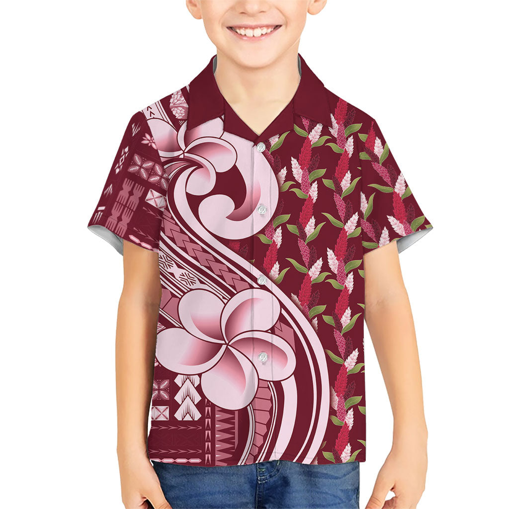 Samoa Teuila Family Matching Off Shoulder Maxi Dress and Hawaiian Shirt Maroon Samoan Siapo Motifs