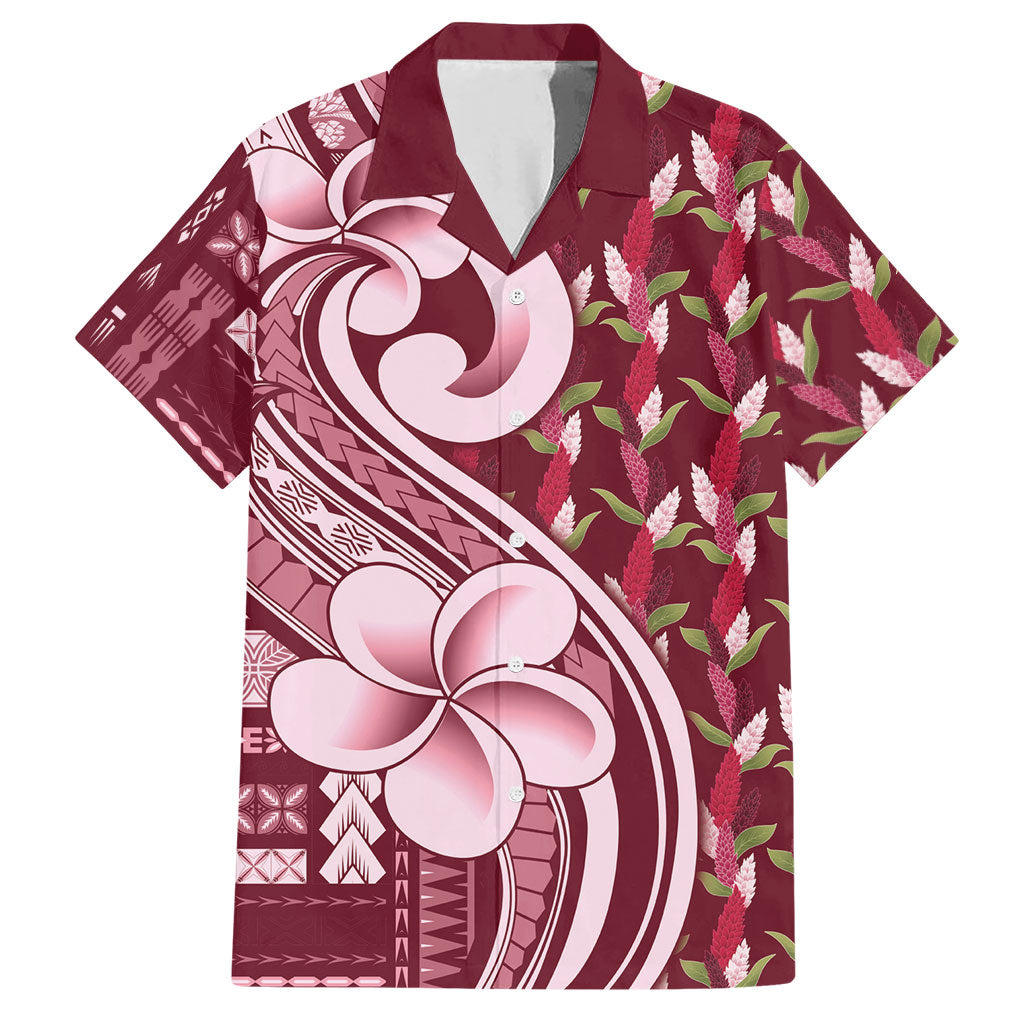 Samoa Teuila Hawaiian Shirt Maroon Samoan Siapo Motifs