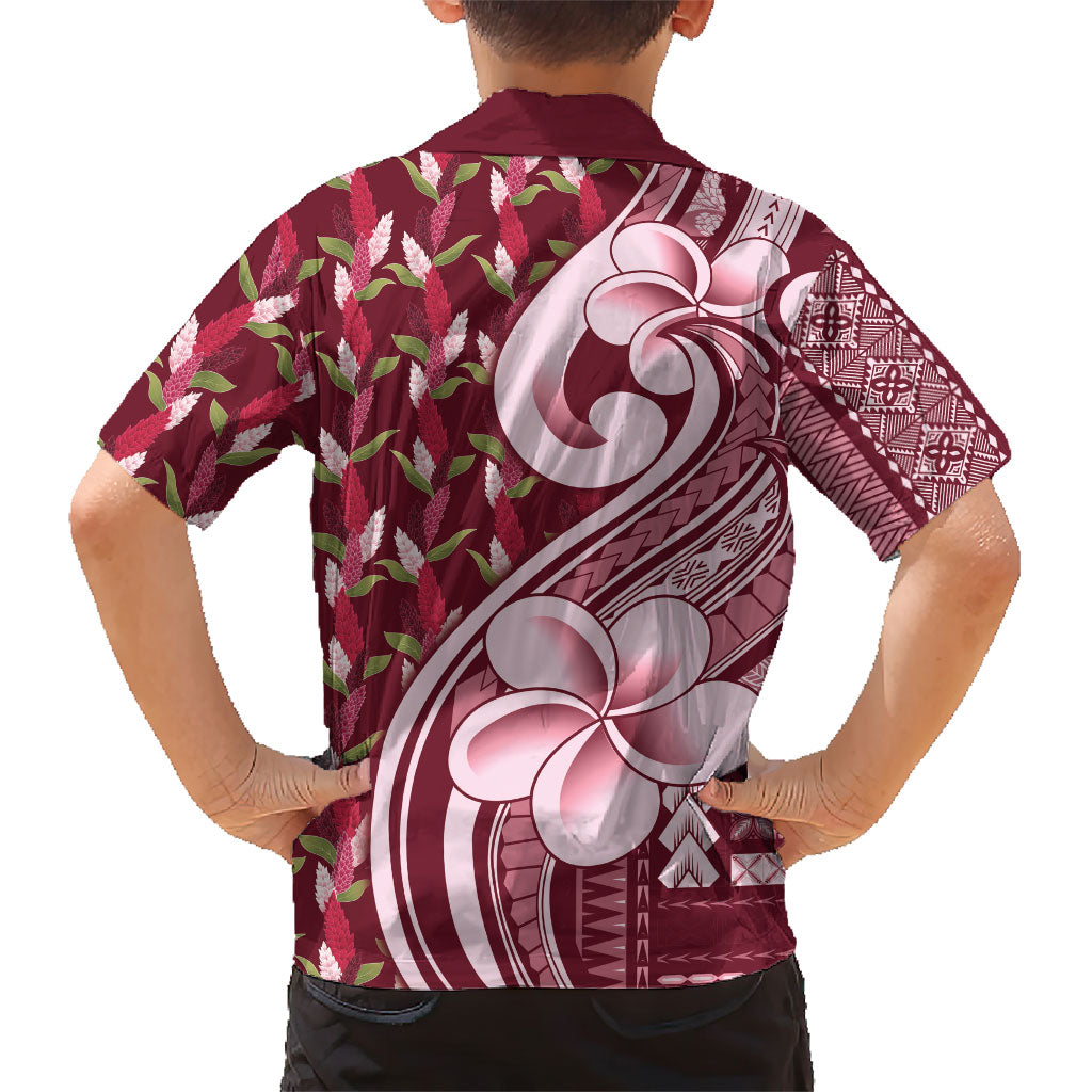 Samoa Teuila Hawaiian Shirt Maroon Samoan Siapo Motifs