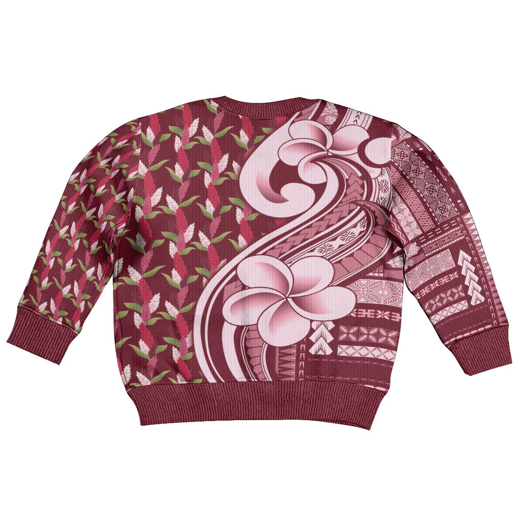 Samoa Teuila Kid Ugly Christmas Sweater Maroon Samoan Siapo Motifs LT05 - Polynesian Pride