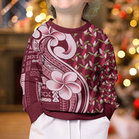 Samoa Teuila Kid Ugly Christmas Sweater Maroon Samoan Siapo Motifs LT05 - Polynesian Pride