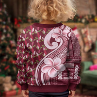 Samoa Teuila Kid Ugly Christmas Sweater Maroon Samoan Siapo Motifs LT05 - Polynesian Pride