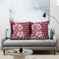 Samoa Teuila Pillow Cover Maroon Samoan Siapo Motifs