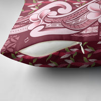 Samoa Teuila Pillow Cover Maroon Samoan Siapo Motifs