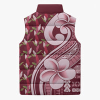 Samoa Teuila Sleeveless Puffer Jacket Maroon Samoan Siapo Motifs