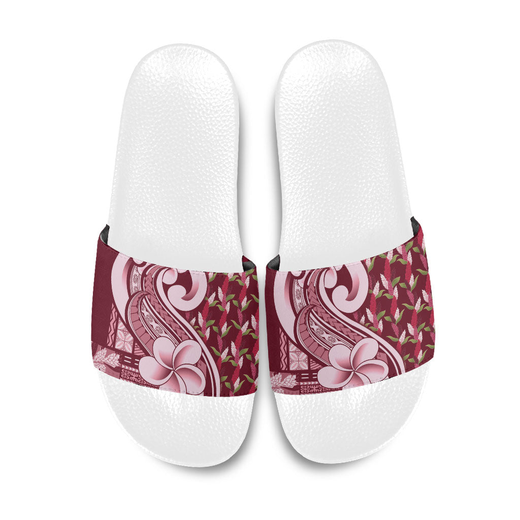 Samoa Teuila Slide Sandals Maroon Samoan Siapo Motifs