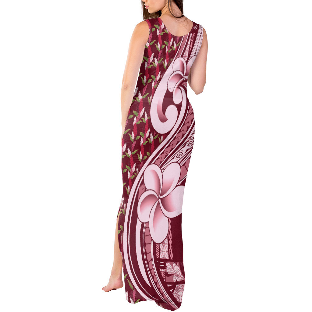 Samoa Teuila Tank Maxi Dress Maroon Samoan Siapo Motifs
