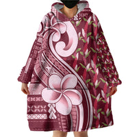 Samoa Teuila Wearable Blanket Hoodie Maroon Samoan Siapo Motifs