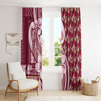 Samoa Teuila Window Curtain Maroon Samoan Siapo Motifs