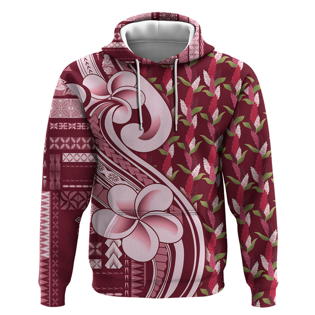 Samoa Teuila Zip Hoodie Maroon Samoan Siapo Motifs