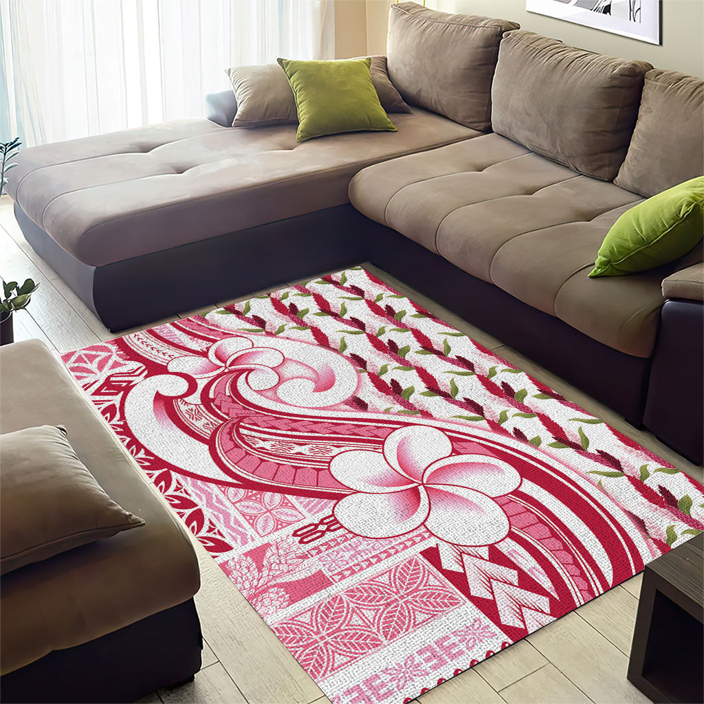 Samoa Teuila Area Rug White Samoan Siapo Motifs