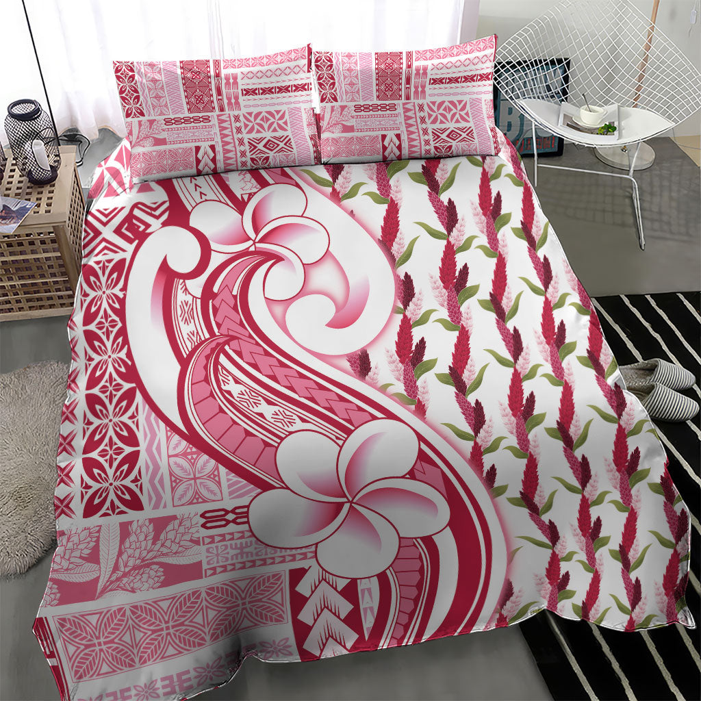 Samoa Teuila Bedding Set White Samoan Siapo Motifs