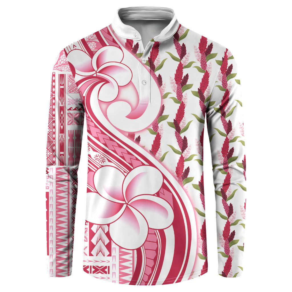 Samoa Teuila Button Sweatshirt White Samoan Siapo Motifs LT05 White - Polynesian Pride