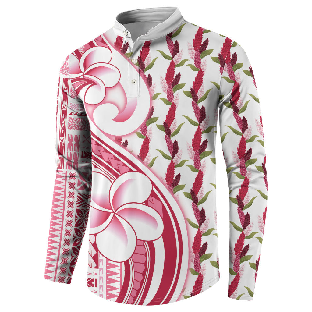 Samoa Teuila Button Sweatshirt White Samoan Siapo Motifs