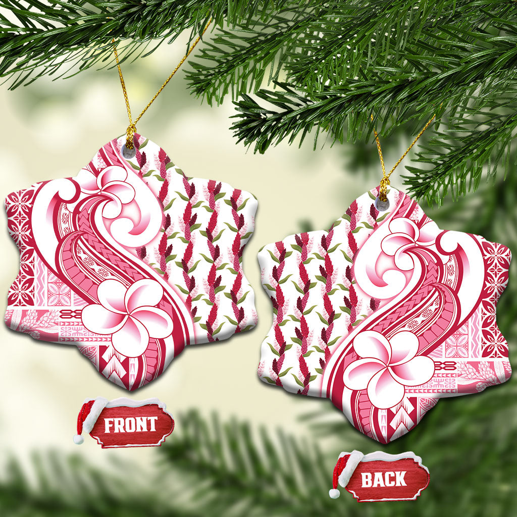Samoa Teuila Ceramic Ornament White Samoan Siapo Motifs LT05 Snow Flake White - Polynesian Pride