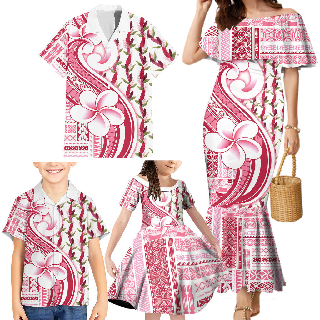Samoa Teuila Family Matching Mermaid Dress and Hawaiian Shirt White Samoan Siapo Motifs LT05 - Polynesian Pride
