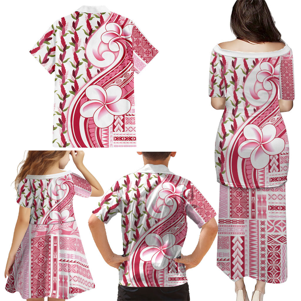 Samoa Teuila Family Matching Puletasi and Hawaiian Shirt White Samoan Siapo Motifs